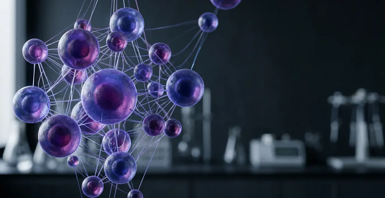 Close-up view of interconnected cancer cells showing cellular membrane interactions in laboratory setting