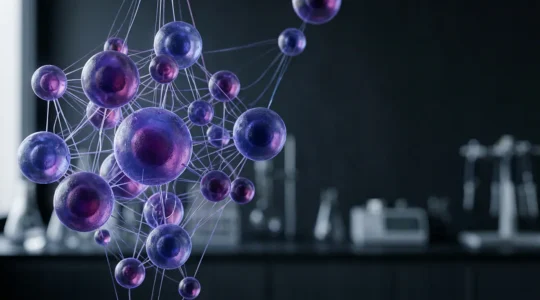 Close-up view of interconnected cancer cells showing cellular membrane interactions in laboratory setting