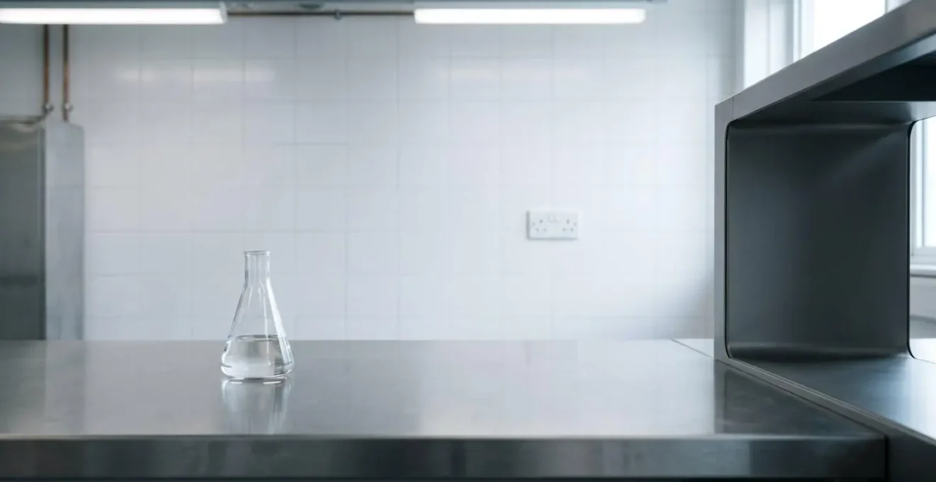 Environmental minimalist photograph of laboratory setting emphasizing research equipment and contingency planning