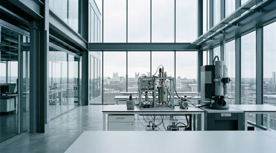 Modern UK engineering workspace where physics principles meet practical application