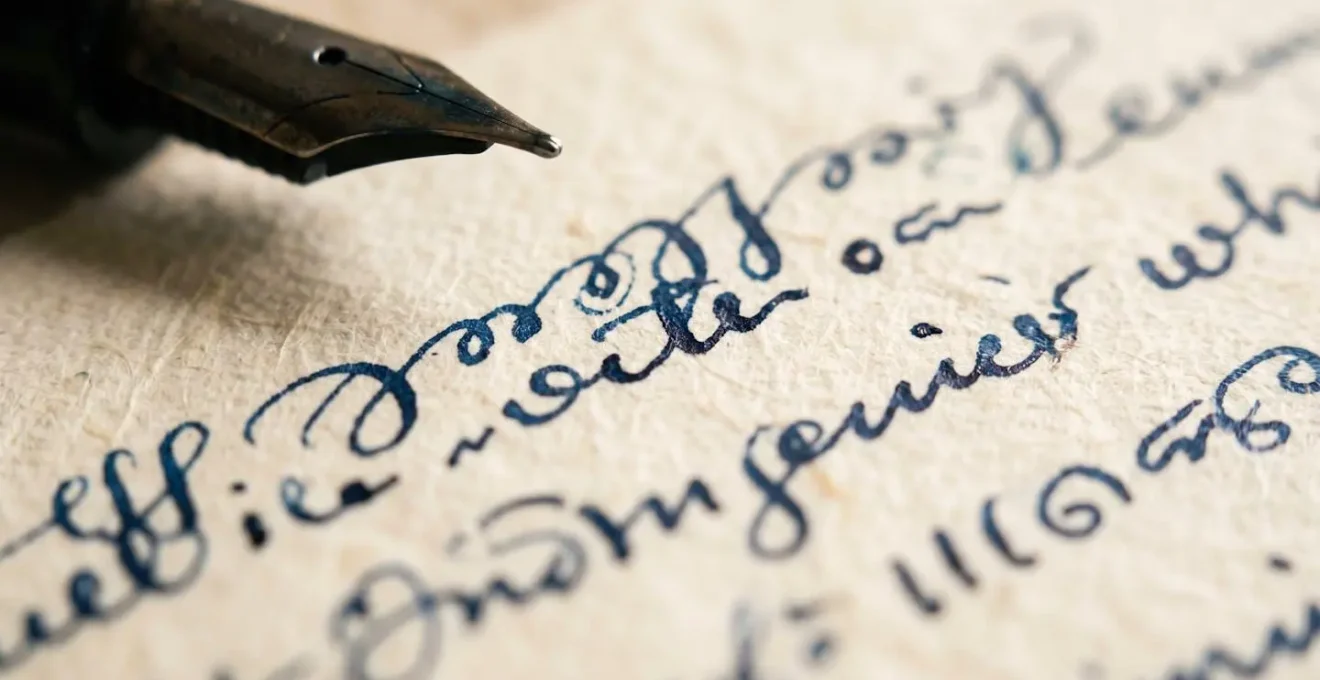 Macro close-up of handwritten research notes on textured paper with focused detail and shallow depth