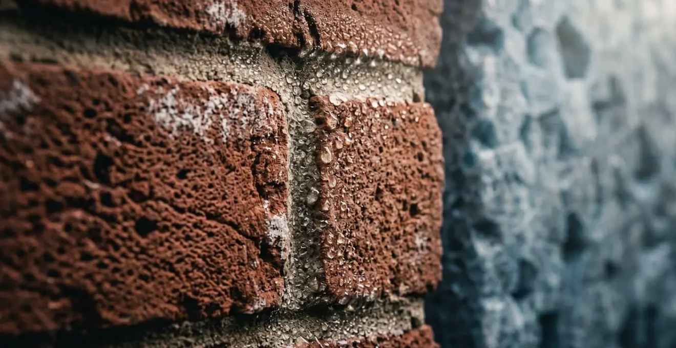 Cross-section detail of Victorian solid brick wall showing interstitial condensation risk from non-breathable insulation materials