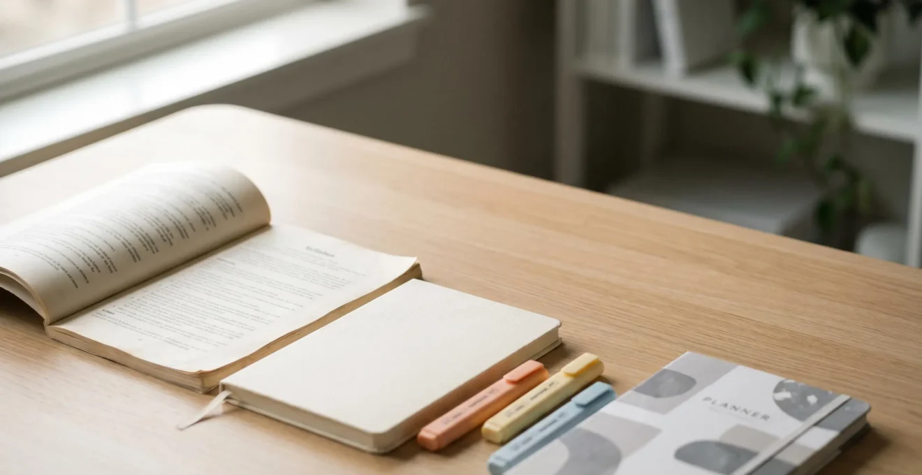 Student analyzing course syllabus document with strategic planning approach