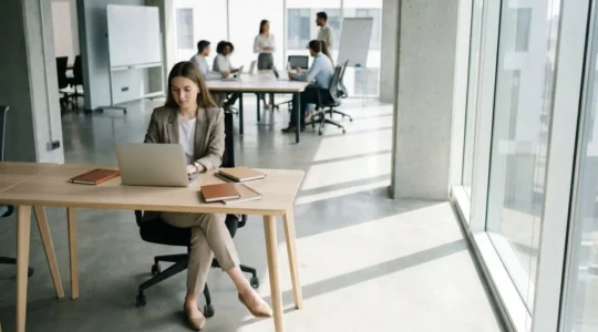 Modern professional working on advanced technical project in contemporary office environment